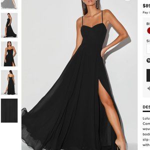 NWT LULU'S Cause for Commotion Black Pleated Bustier Maxi Dress - small